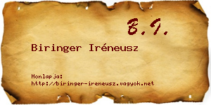 Biringer Iréneusz névjegykártya